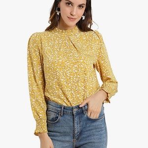 🍋 Cheerful Yellow Floral Blouse S